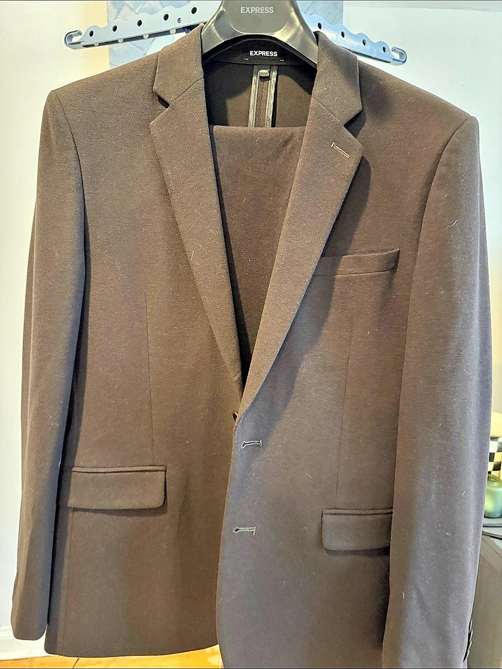 Express Men Slim Suit Set Jacket Lux Brown, Size 38S/38C, pants 30x30